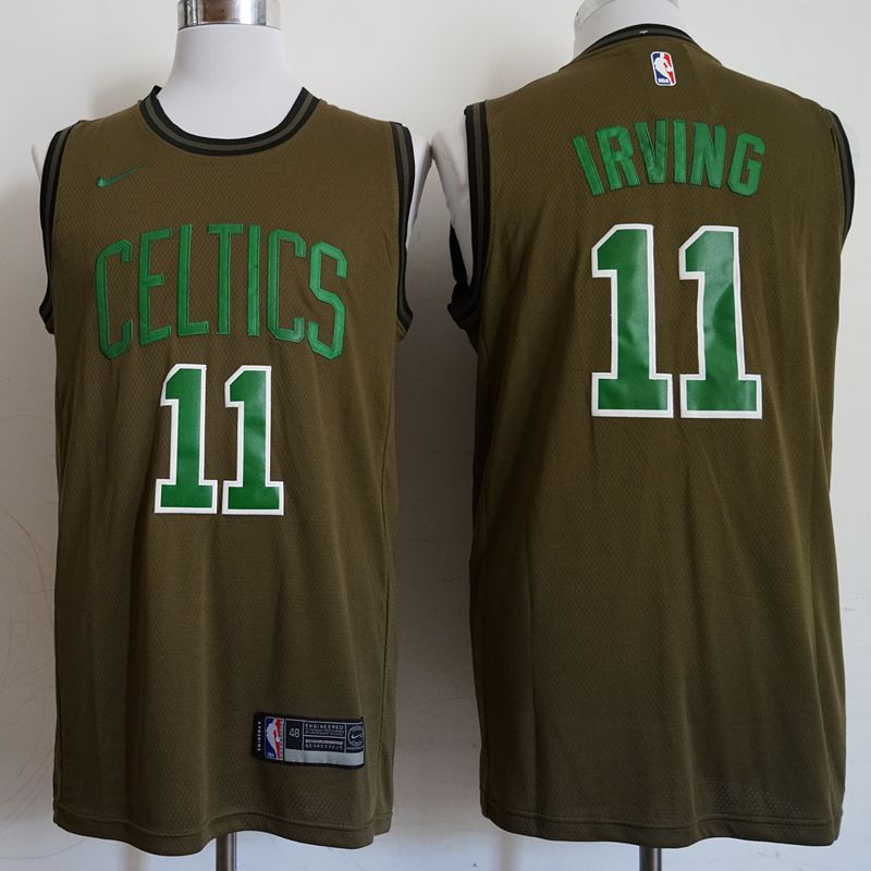 Men Boston Celtics 11 Irving Military green Game Nike NBA Jerseys